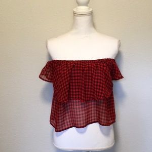 NWOT Guess Plaid Crop Top